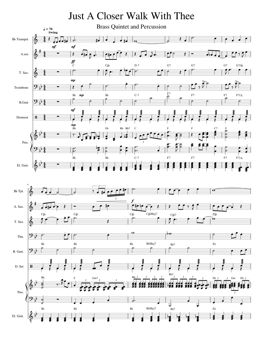 Just a closer walk with thee sheet music for piano trombone saxophone