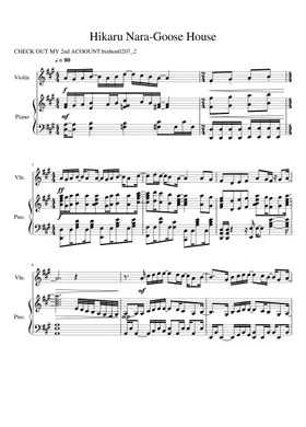Hikaru Nara  光るなら - Goose house (Piano & Violin) Sheet music