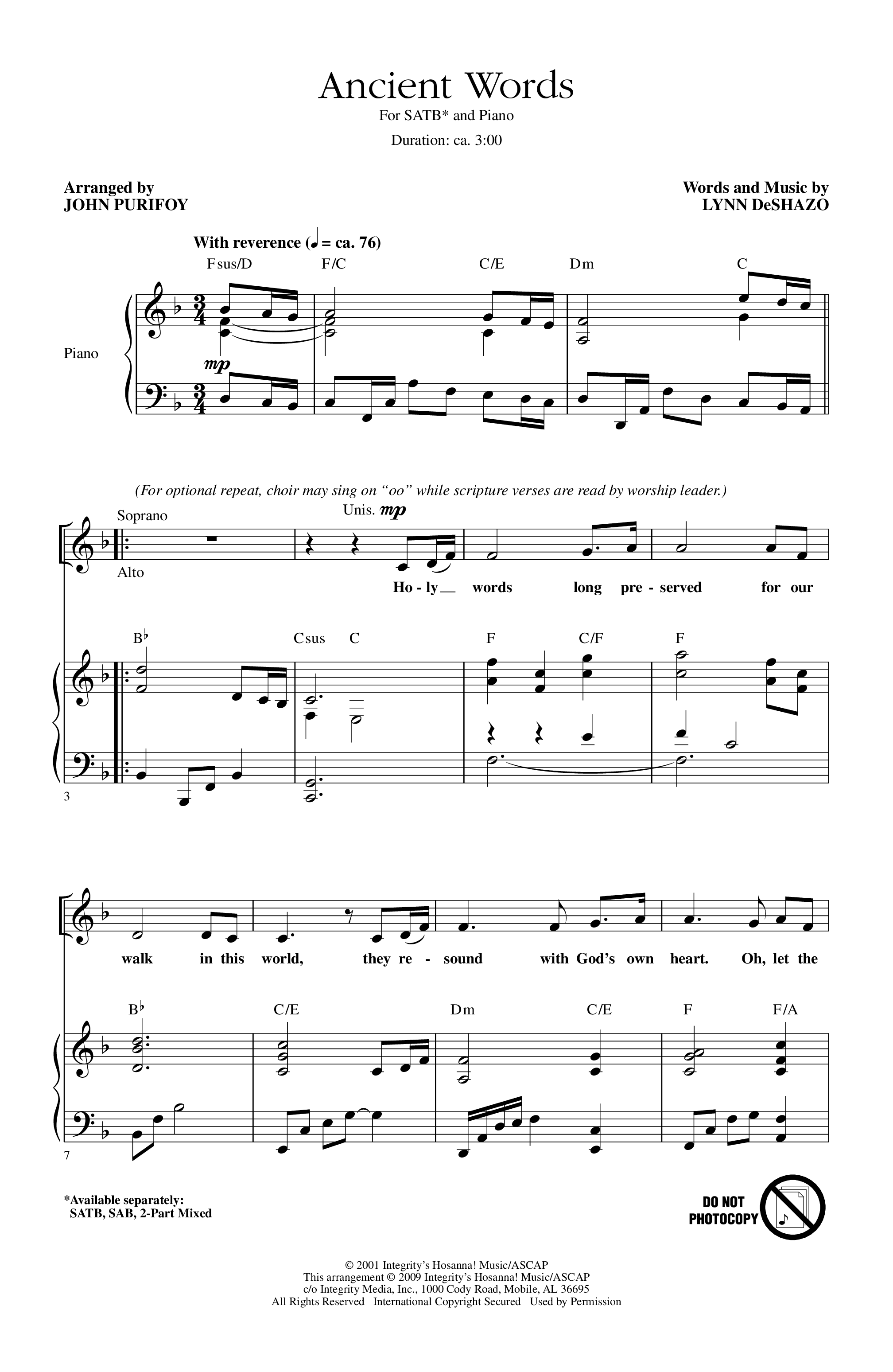 Play Official Version Of Ancient Words Sheet Music By Lynn DeShazo For play-official-version-of-ancient-words-sheet-music-by-lynn-deshazo-for