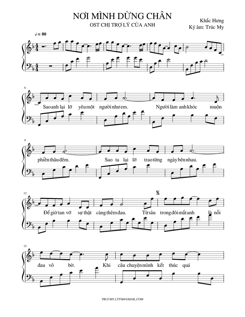 NƠI MÌNH DỪNG CHÂN Sheet music for Piano (Solo ...