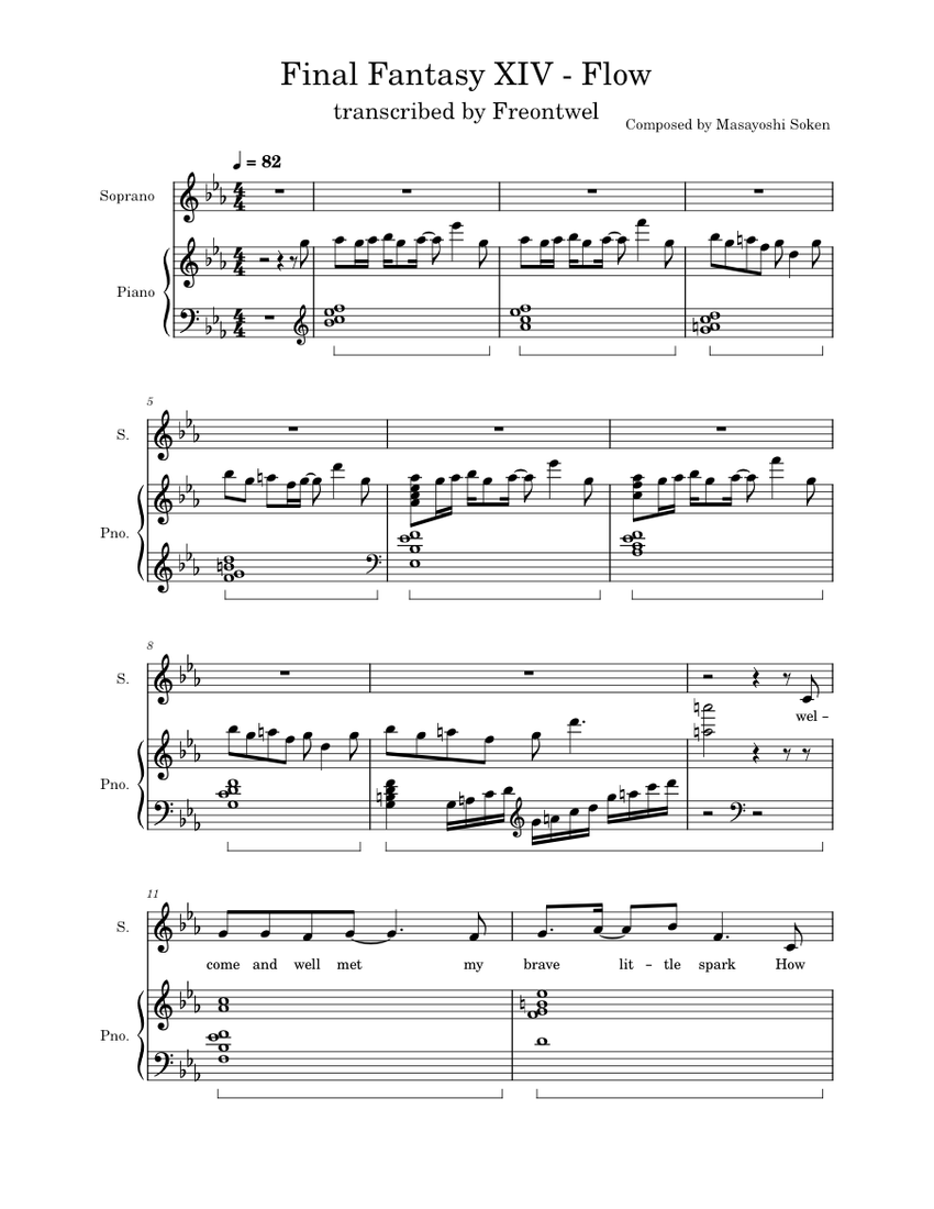 Final Fantasy XIV - Flow Sheet music for Piano, Soprano (Piano-Voice) |  Musescore.com