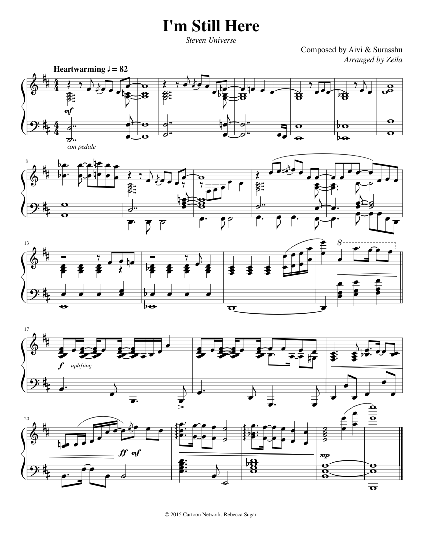 Steven Universe - I'm Still Here - piano tutorial
