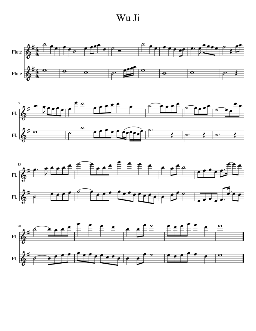sheet music for Wu Ji, Ost (The Untamed) by Xiao, Zhan - Wang, Yi Bo arrang...