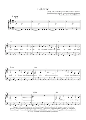 believer sheet music | Play, print, and download in PDF or MIDI sheet music  on Musescore.com