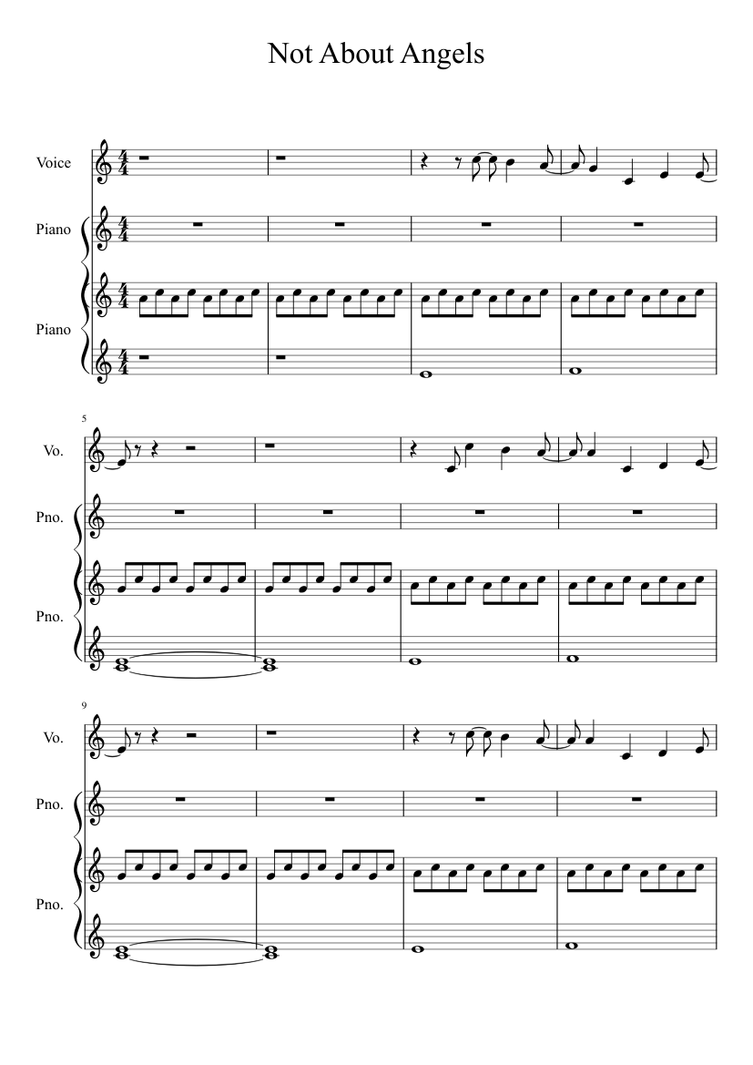 Not About Angels Sheet music for Piano, Voice (other) (Mixed Trio) |  Musescore.com