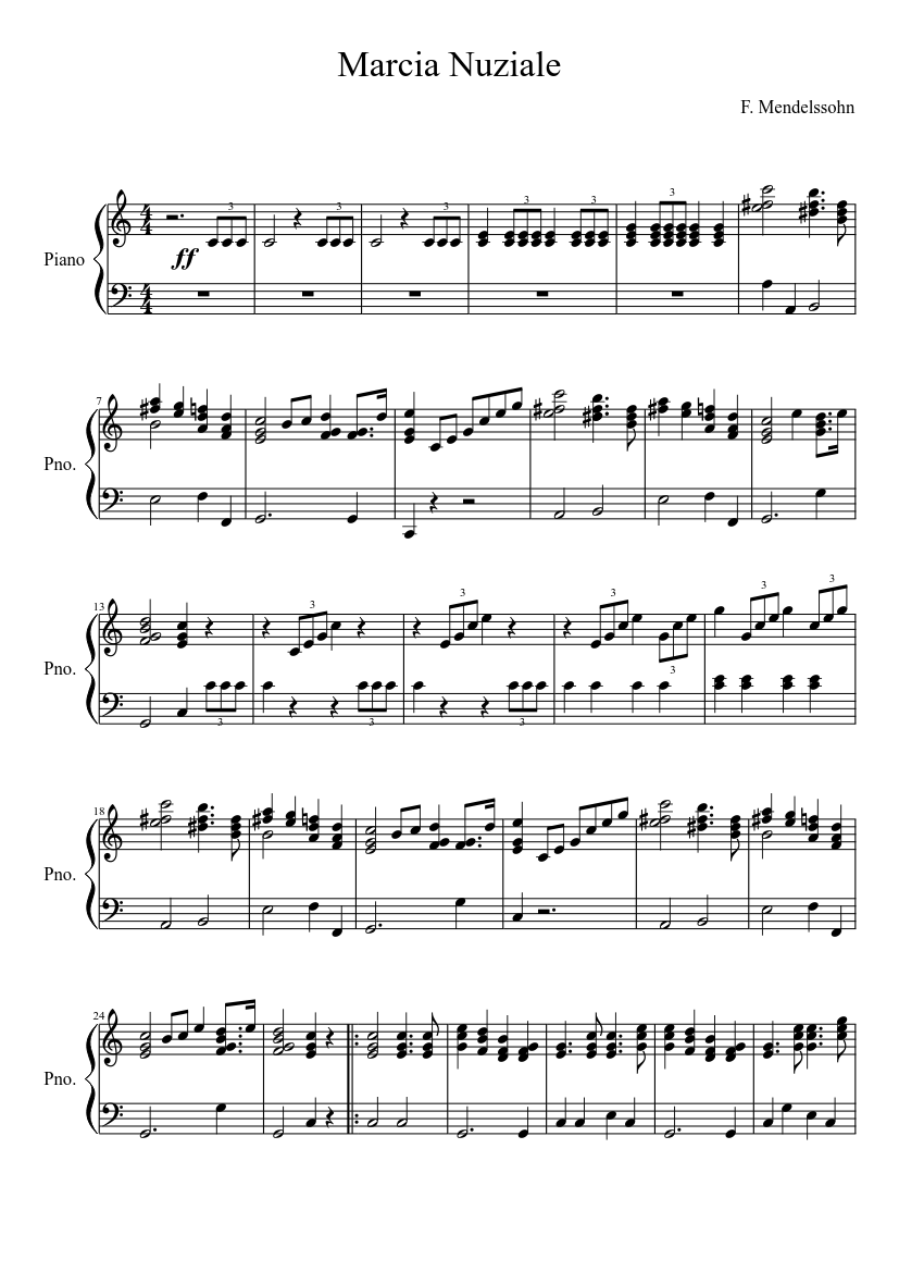 Marcia Nuziale Sheet music for Piano (Solo) | Musescore.com