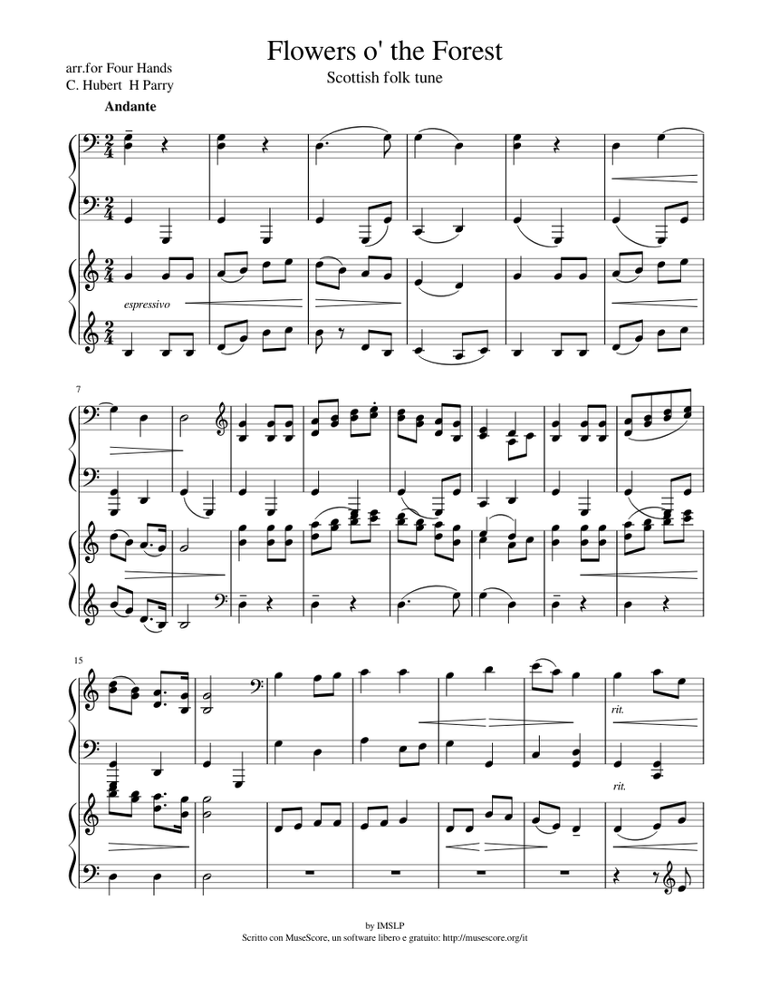 Flowers o' the Forest Sheet music for Piano (Piano Duo)