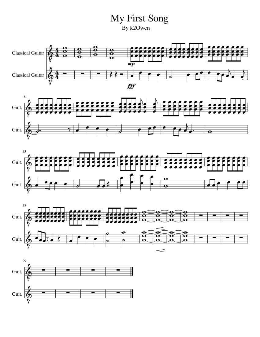 My First Song Sheet music for Guitar (Mixed Duet) | Musescore.com