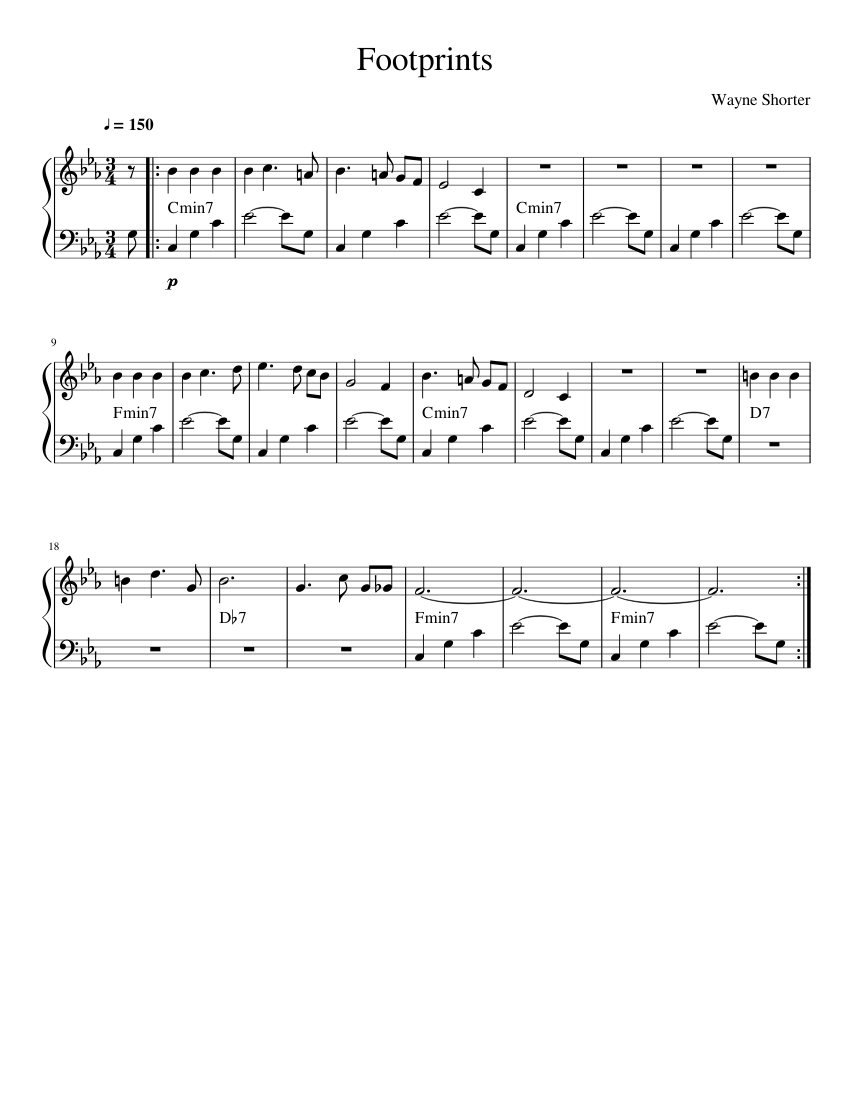 Footprints Sheet music for Piano (Solo) | Musescore.com