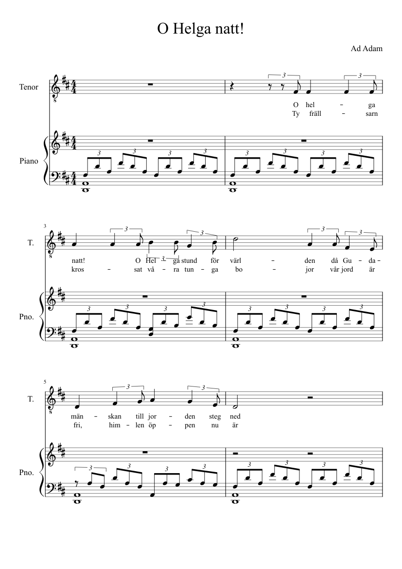 O Helga natt! Sheet music for Piano (Solo) | Musescore.com