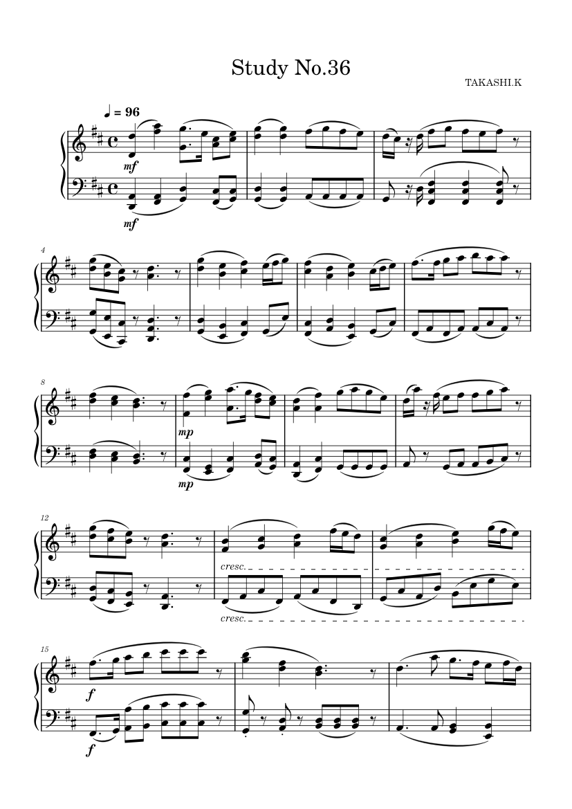 Note 36 Study No.36 Sheet music for Piano (Solo) | Musescore.com