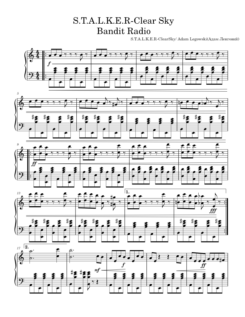 alquitrán Respecto a cantidad Stalker clear sky - bandit radio – Misc Computer Games cheekicore Sheet  music for Piano (Solo) | Musescore.com