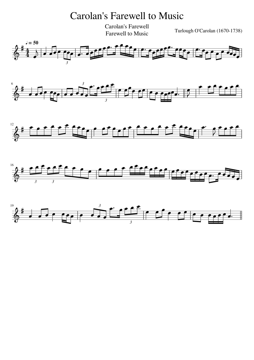 Carolan's Farewell To Music