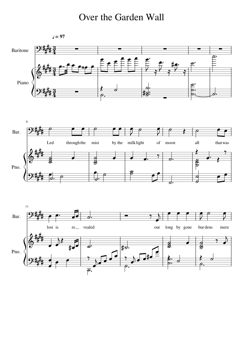 Into the Unknown (Full Version) - Over the Garden Wall - Piano and Vocals Sheet  music for Piano (Solo) | Musescore.com