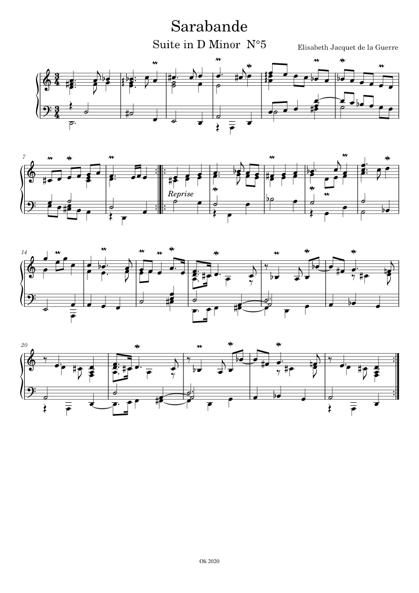 Sarabande Suite en Ré mineur 5