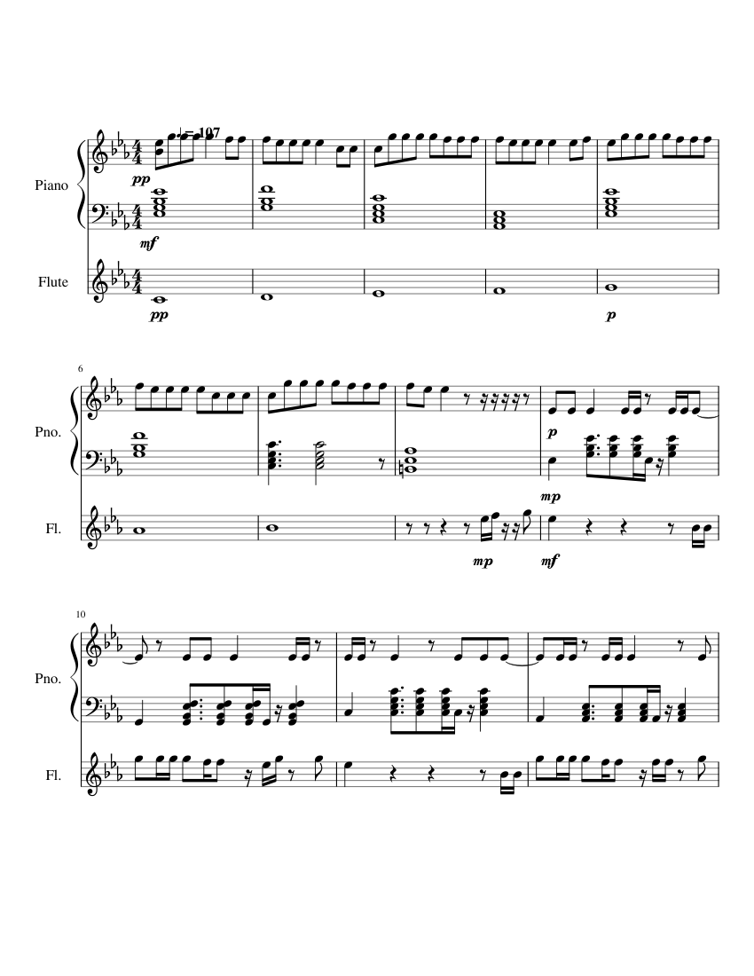 Spring Day Flute Spring day - BTS Sheet music for Piano, Flute (Solo) | Musescore.com