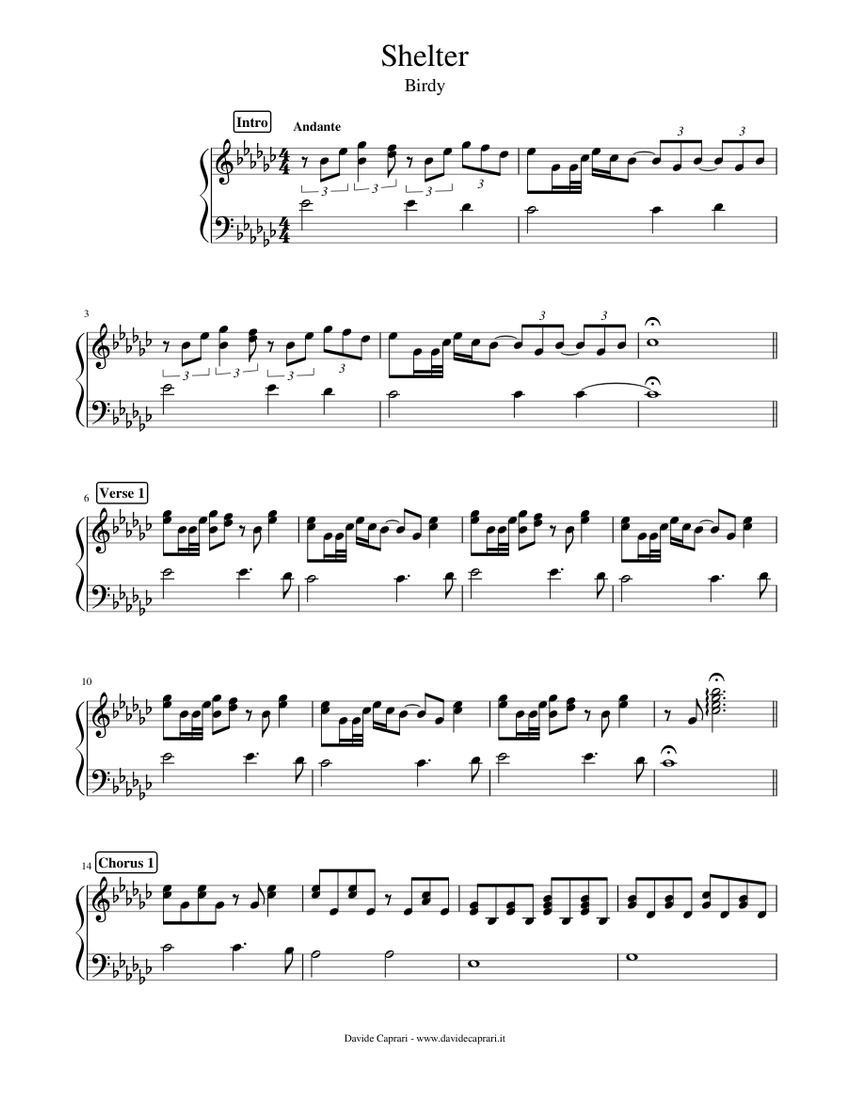 Shelter (piano score) - Birdy Sheet music for Piano (Solo) | Musescore.com