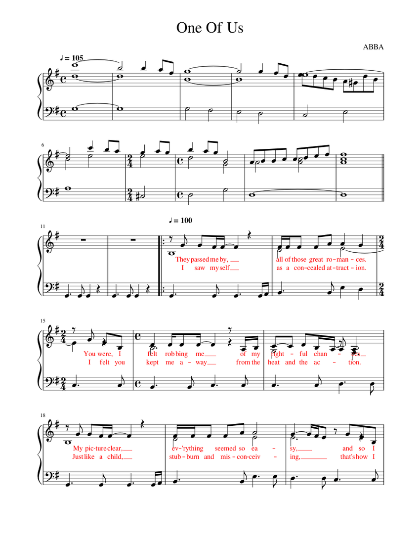 One Of Us Sheet music for Piano (Solo) | Musescore.com