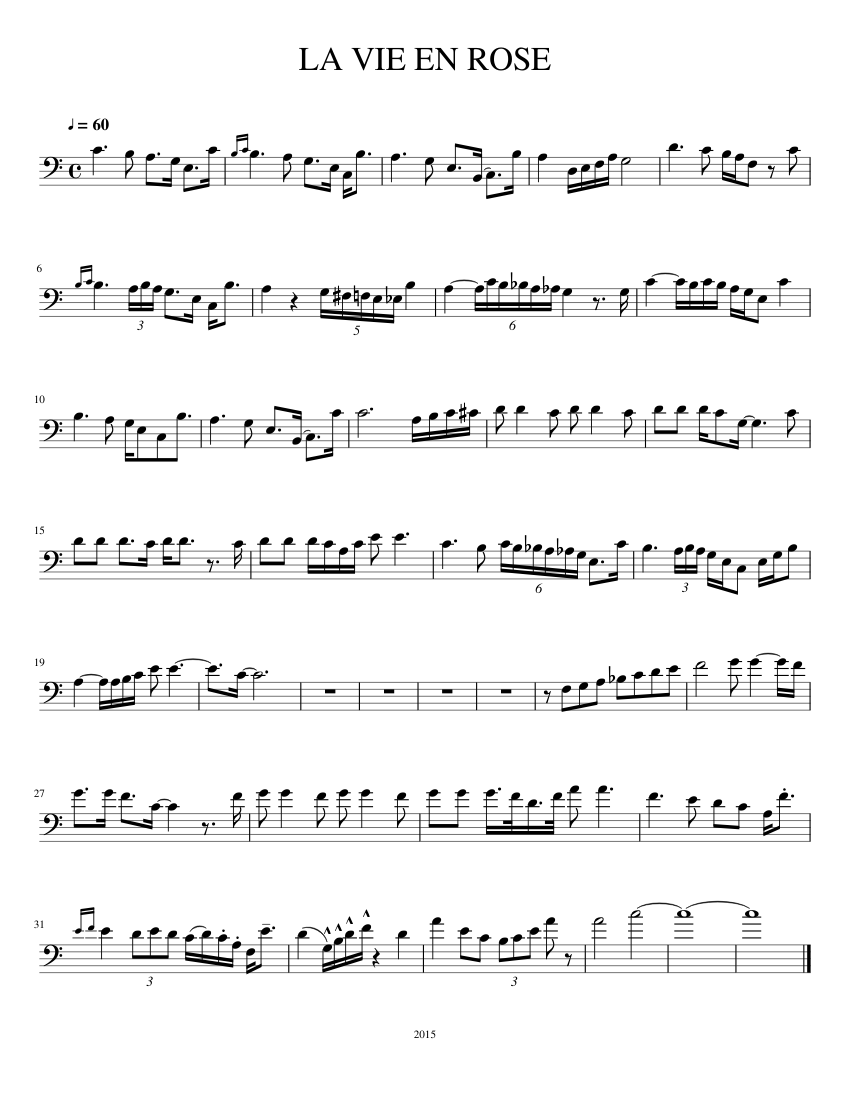la vie en rose solo Sheet music for Trumpet in b-flat (Solo) | Musescore.com