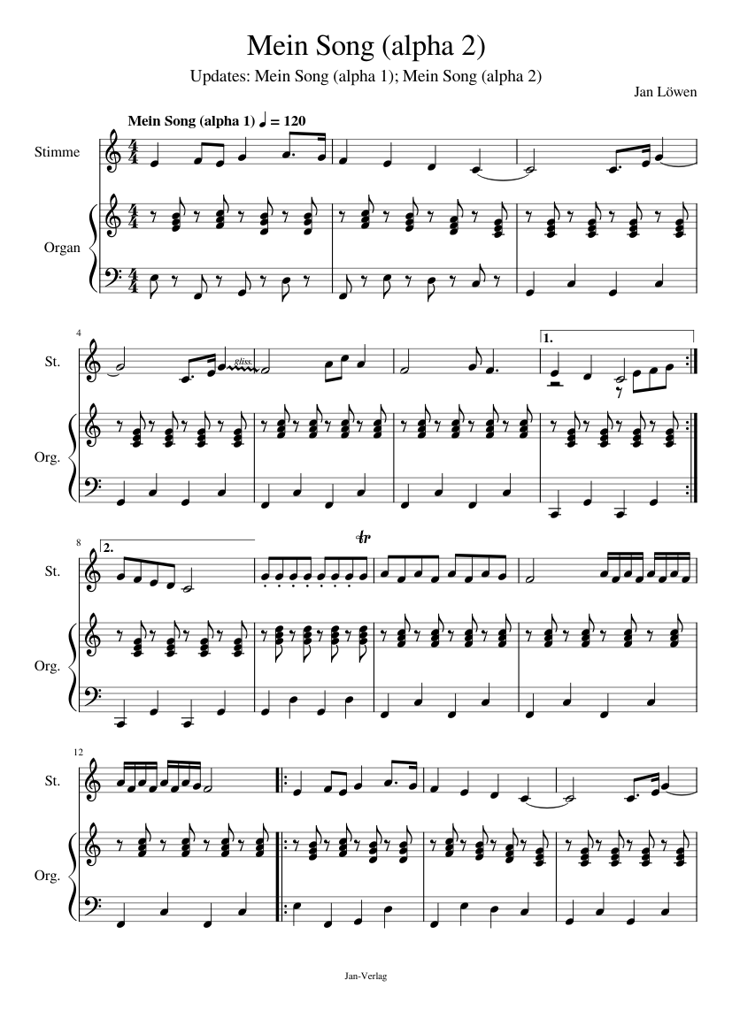 Mein Song alpha 2 Incomplete Sheet Music For Organ Vocals Mixed mein-song-alpha-2-incomplete-sheet-music-for-organ-vocals-mixed