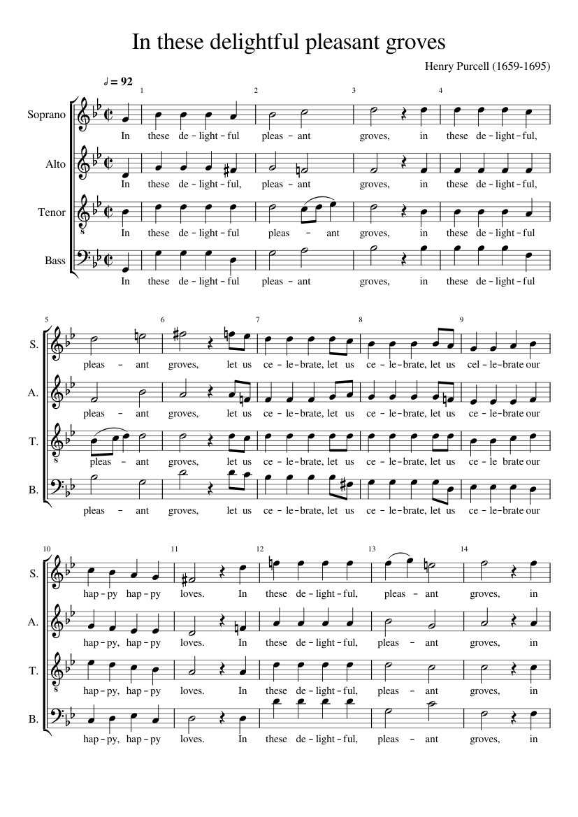 In these delightful pleasant groves (SATB)
