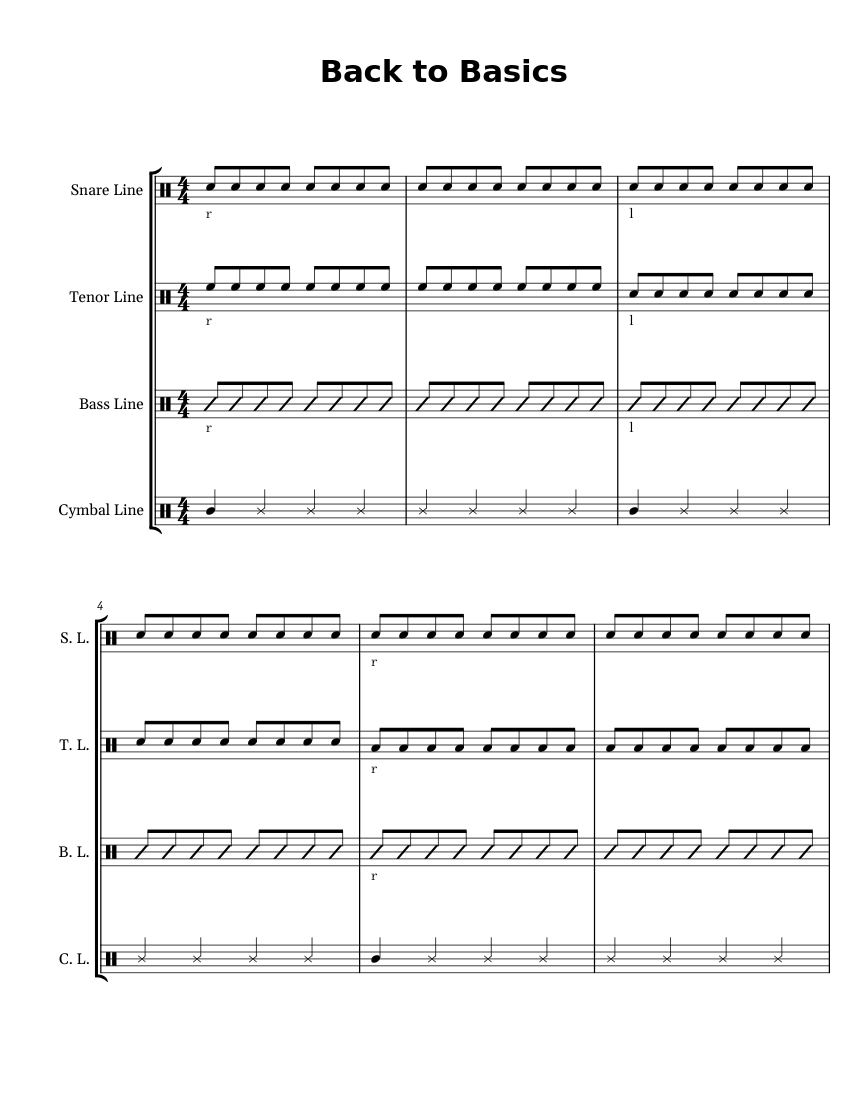 Back to Basics Cymbal Sheet music for Snare drum, Crash, Tenor drum