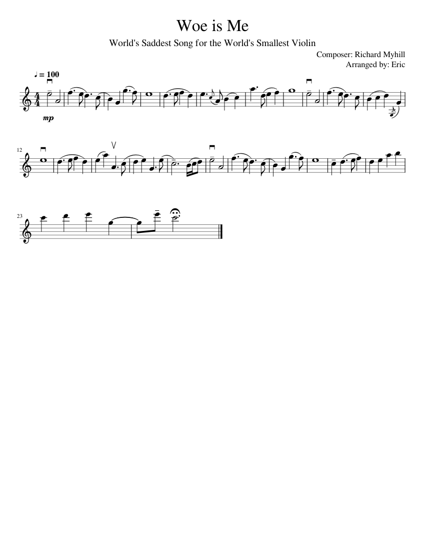 World's Saddest Song Sheet music for Violin (Solo)