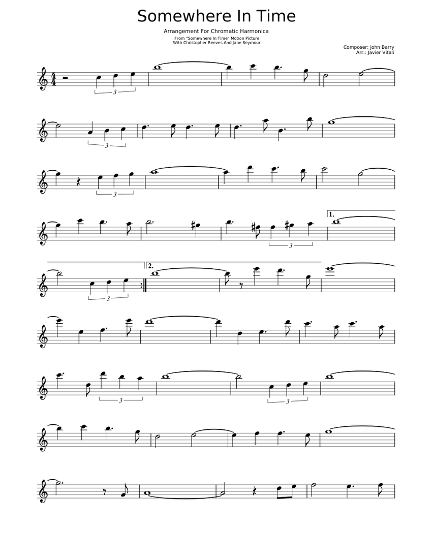 Somewhere In Time Sheet music for Piano (Solo) | Musescore.com