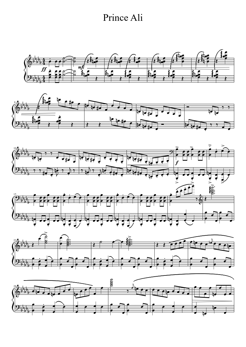Prince Ali Arrangement Piano Sheet music for Piano (Solo) | Musescore.com