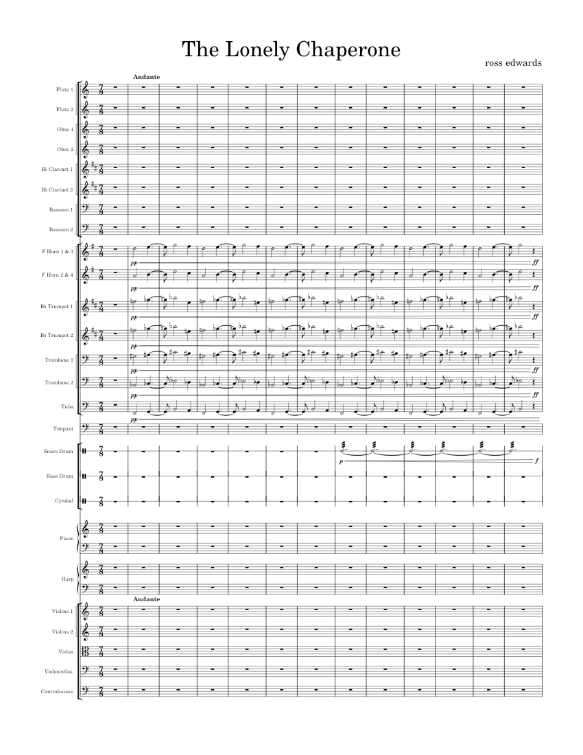 The Lonely Chaperone Sheet music for Piano, Trombone, Tuba, Flute ...