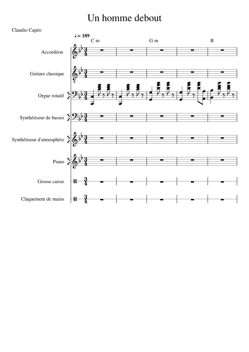 Un homme debout Sheet music for Piano, Accordion, Organ, Guitar & more  instruments (Mixed Ensemble) | Musescore.com