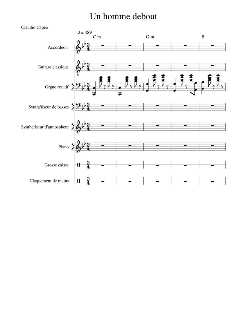 Un homme debout Sheet music for Piano, Accordion, Organ, Guitar & more