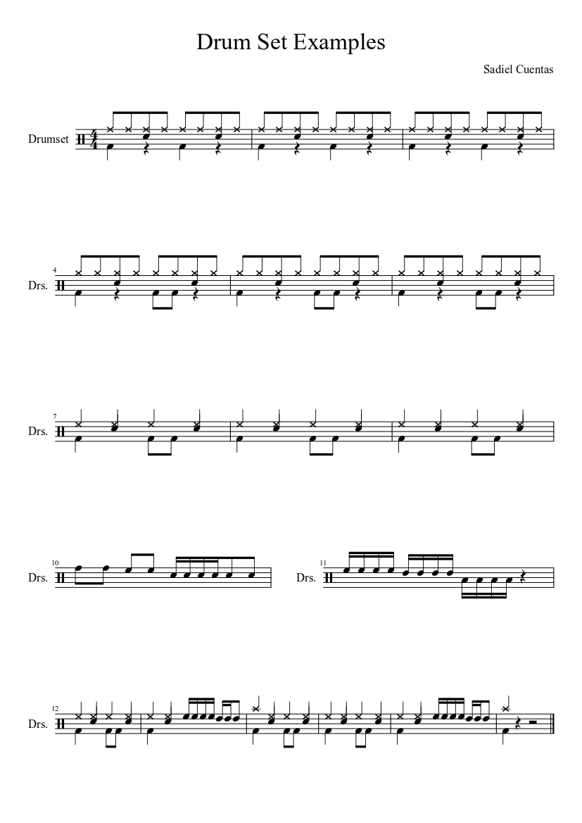 Drum Set Examples Sheet music for Drum group (Solo)