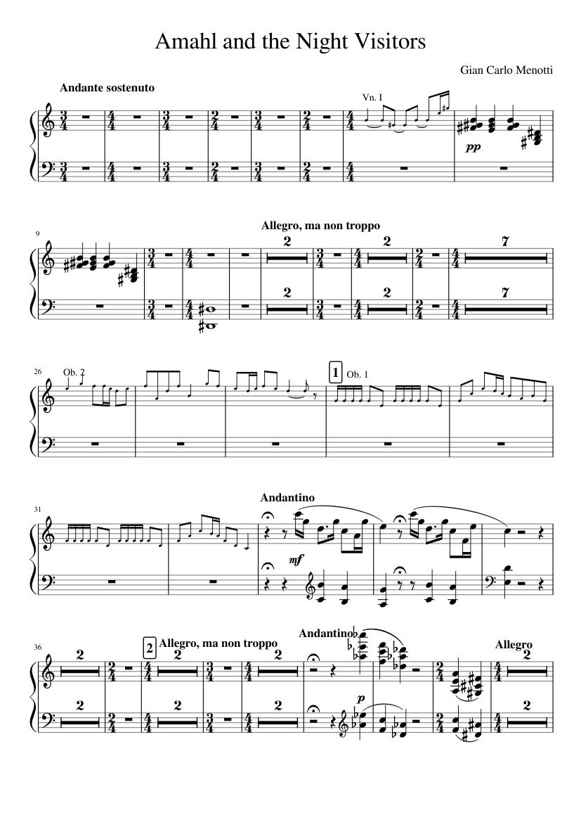 Amahl and the Night Visitors Sheet Music for Piano (Solo)