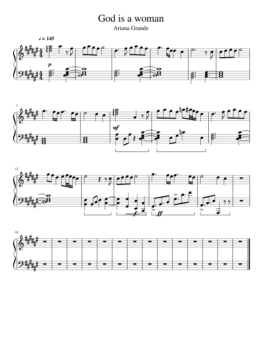 God is a woman Sheet music for Piano (Solo) | Musescore.com