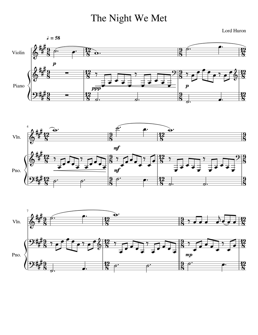 The Night We Met Violin Sheet Music For Piano Violin Solo Musescore Com the night we met violin sheet music for