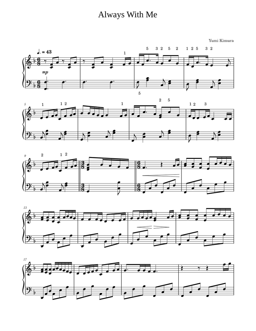 Always With Me Piano Sheet music for Piano (Solo) | Musescore.com