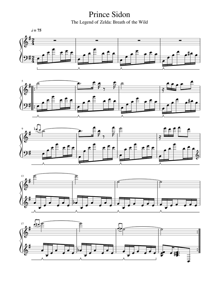 Prince Sidon - The Legend of Zelda: Breath of the Wild Sheet music for Piano  (Solo) Easy | Musescore.com