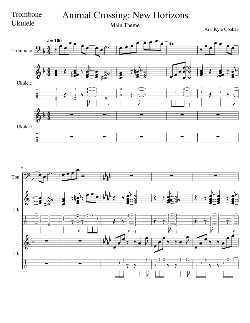 Animal Crossing New Horizons Main Theme Trombone and Ukulele Trio