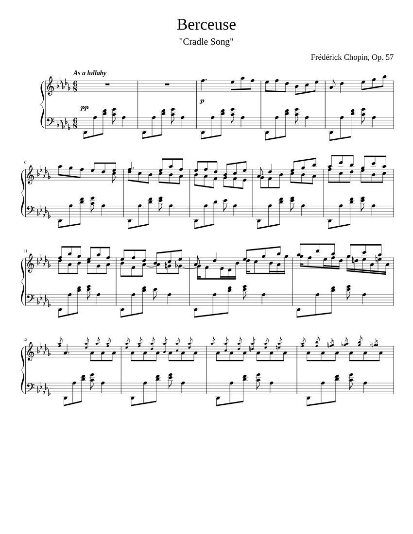 Chopin Berceuse (Cradle Song) Piano solo Sheet music for Piano (Solo) |  Musescore.com
