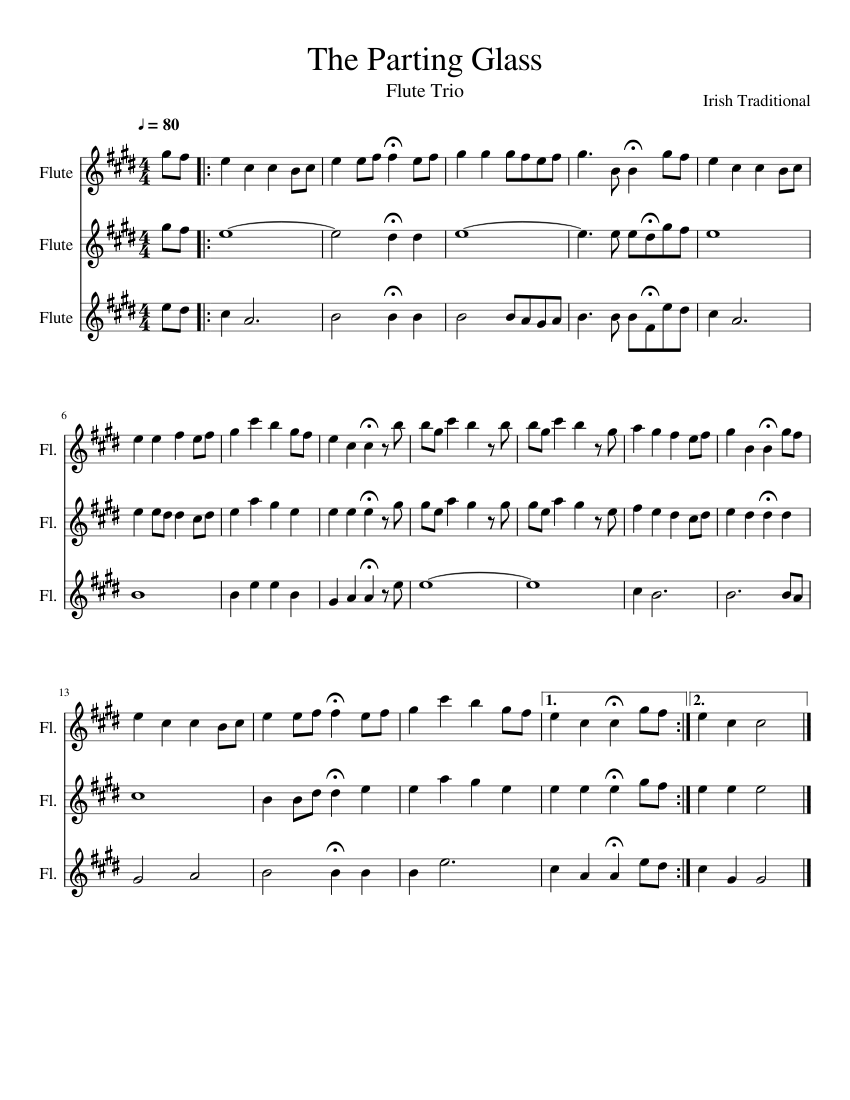 The Parting Glass Sheet music for Flute (Mixed Trio) | Musescore.com
