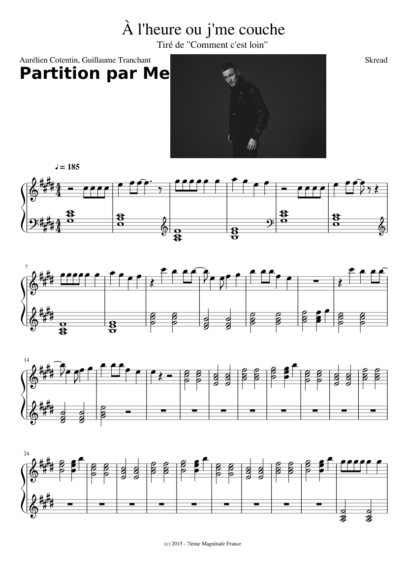À l'heure ou j'me couche - Casseurs Flowters Sheet music for Piano (Solo) |  Musescore.com