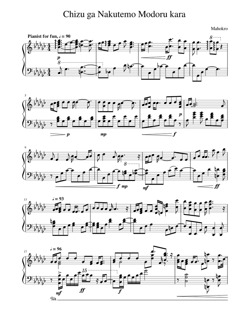 Kokoro no Chizu Sheet music for Piano (Solo)