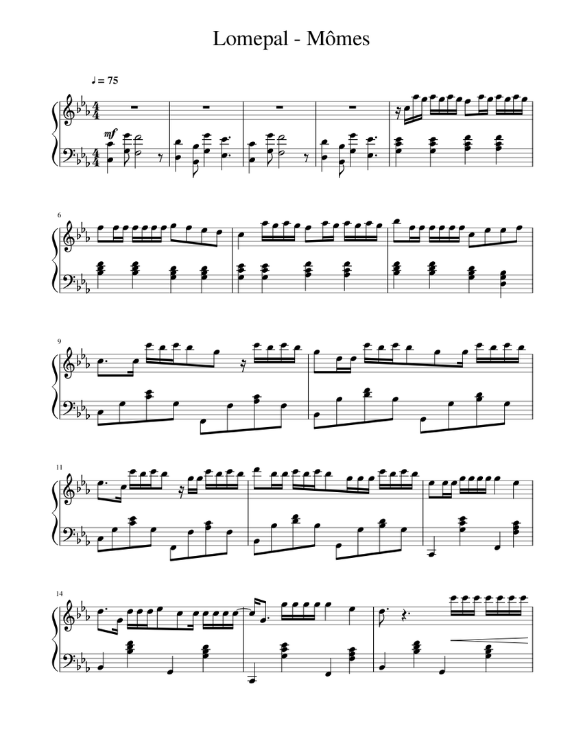 Lomepal Mômes ( piano ) Sheet music for Piano (Solo)