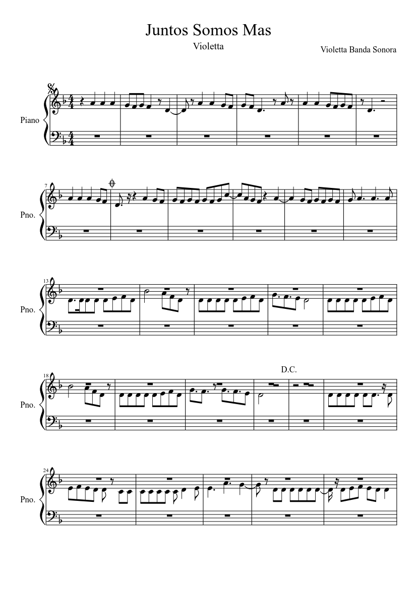 Juntos Somos Mas Sheet music for Piano (Solo) | Musescore.com