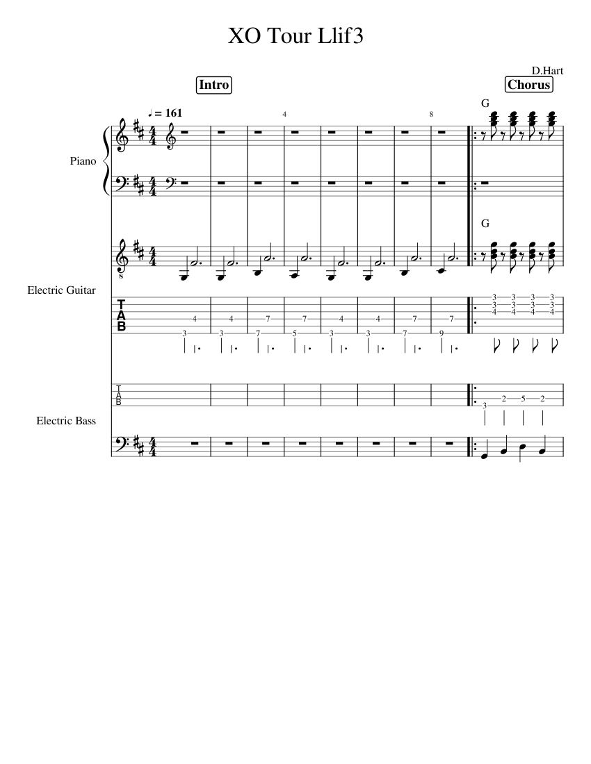 xo tour life sheet music