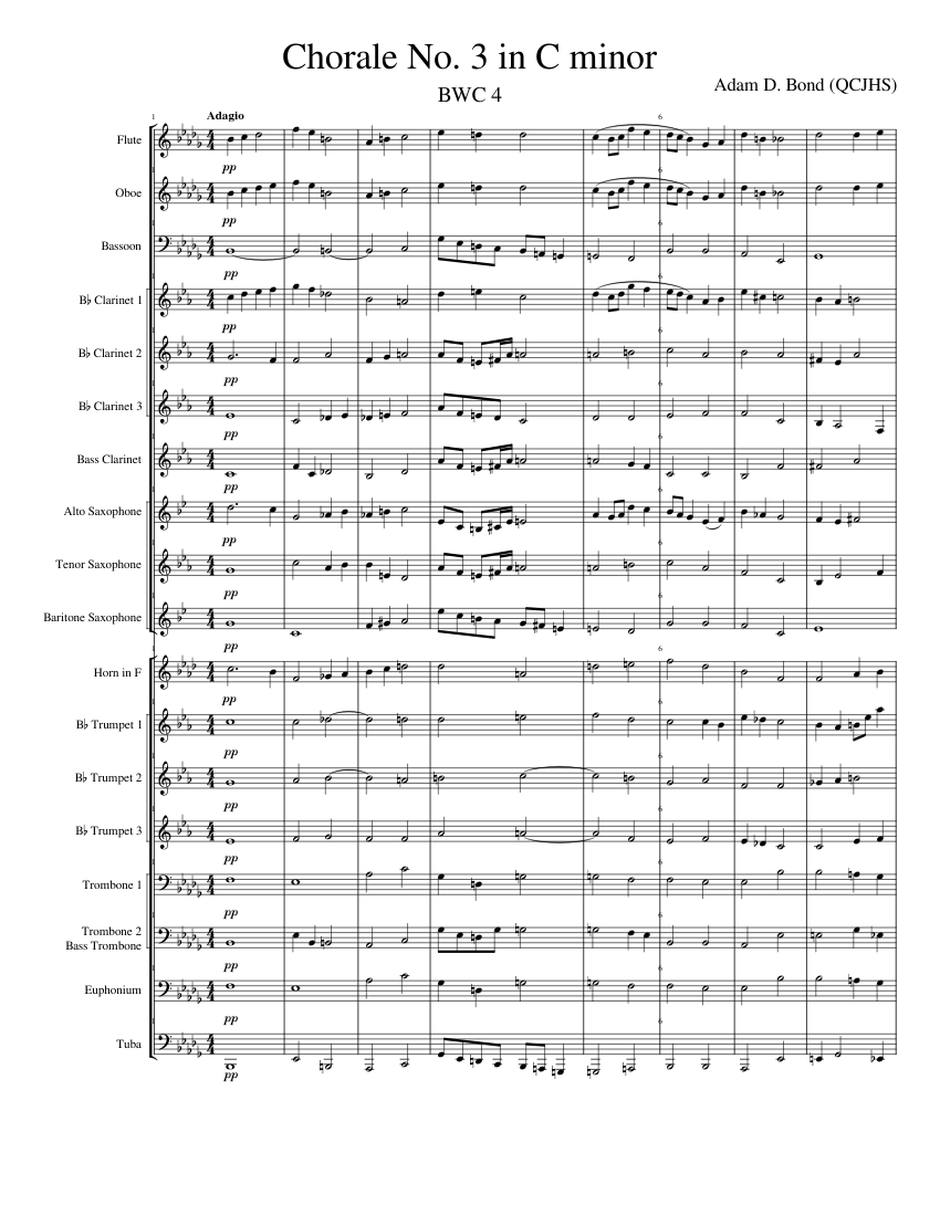 Chorale No. 3 in C minor Adam Bond QCJHS Sheet music for Trombone ...