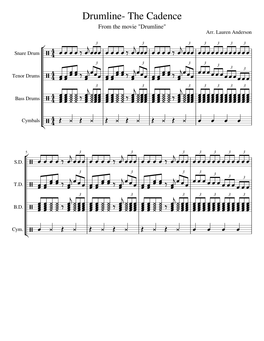 Drumline- The Cadence Partitura per aDrumline- The Cadence Partitura per a  