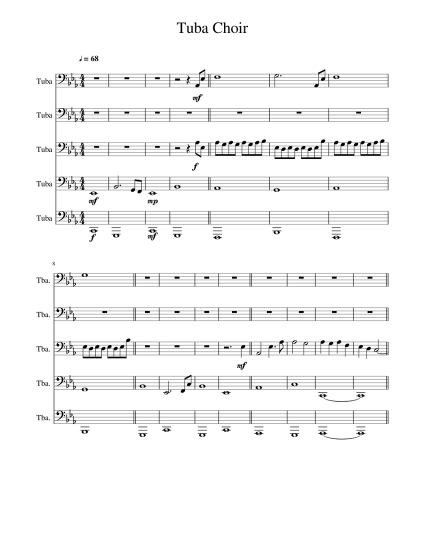 Tuba Chorale Sheet music for Tuba (Mixed Quintet) | Download and print ...