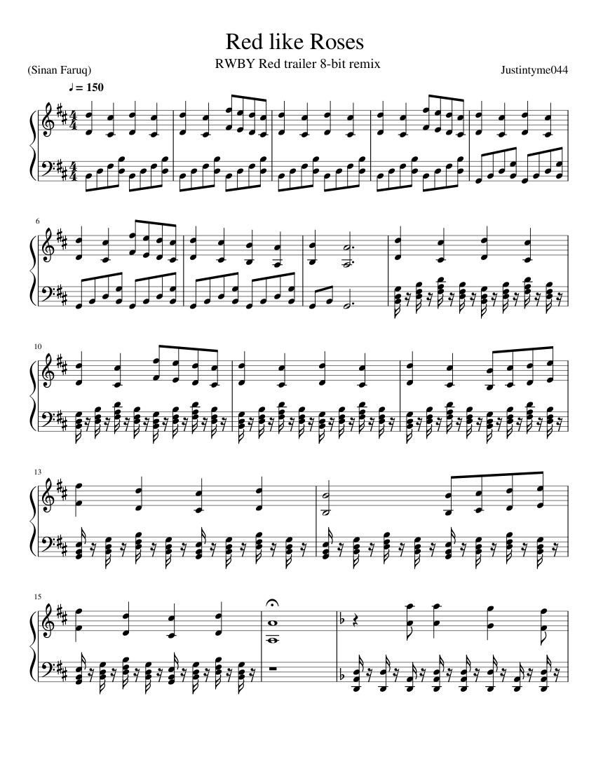 Red Like Roses Tab Red like Roses Sheet music for Synthesizer (Solo) | Musescore.com
